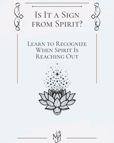 Free spiritual guide ebook mockup titled Is It a Sign from Spirit showing how to recognize signs from deceased loved ones