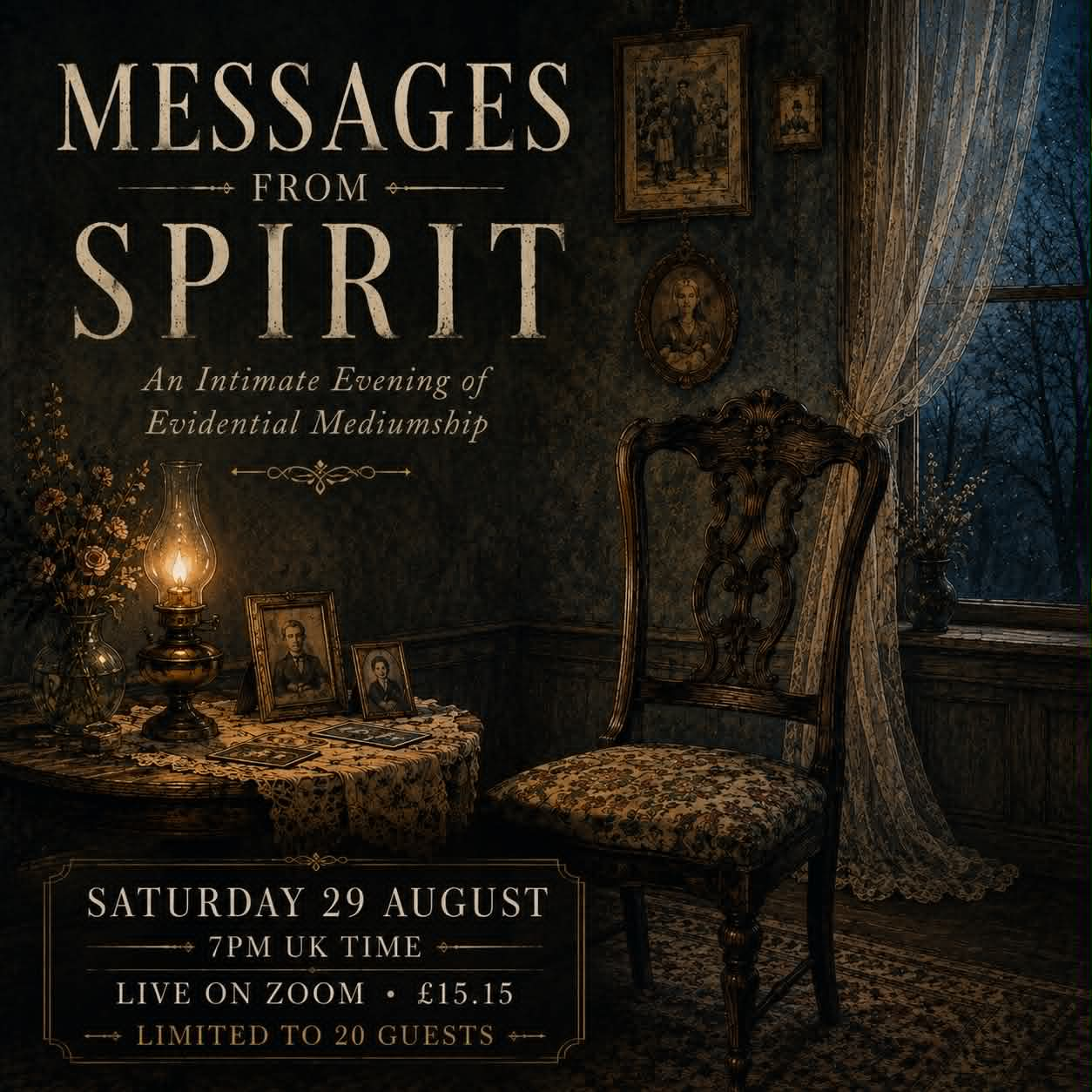 Messages From Spirit: An Intimate Evening of Evidential Mediumship with Jasmine Greenfield on Saturday 29 August 2026.